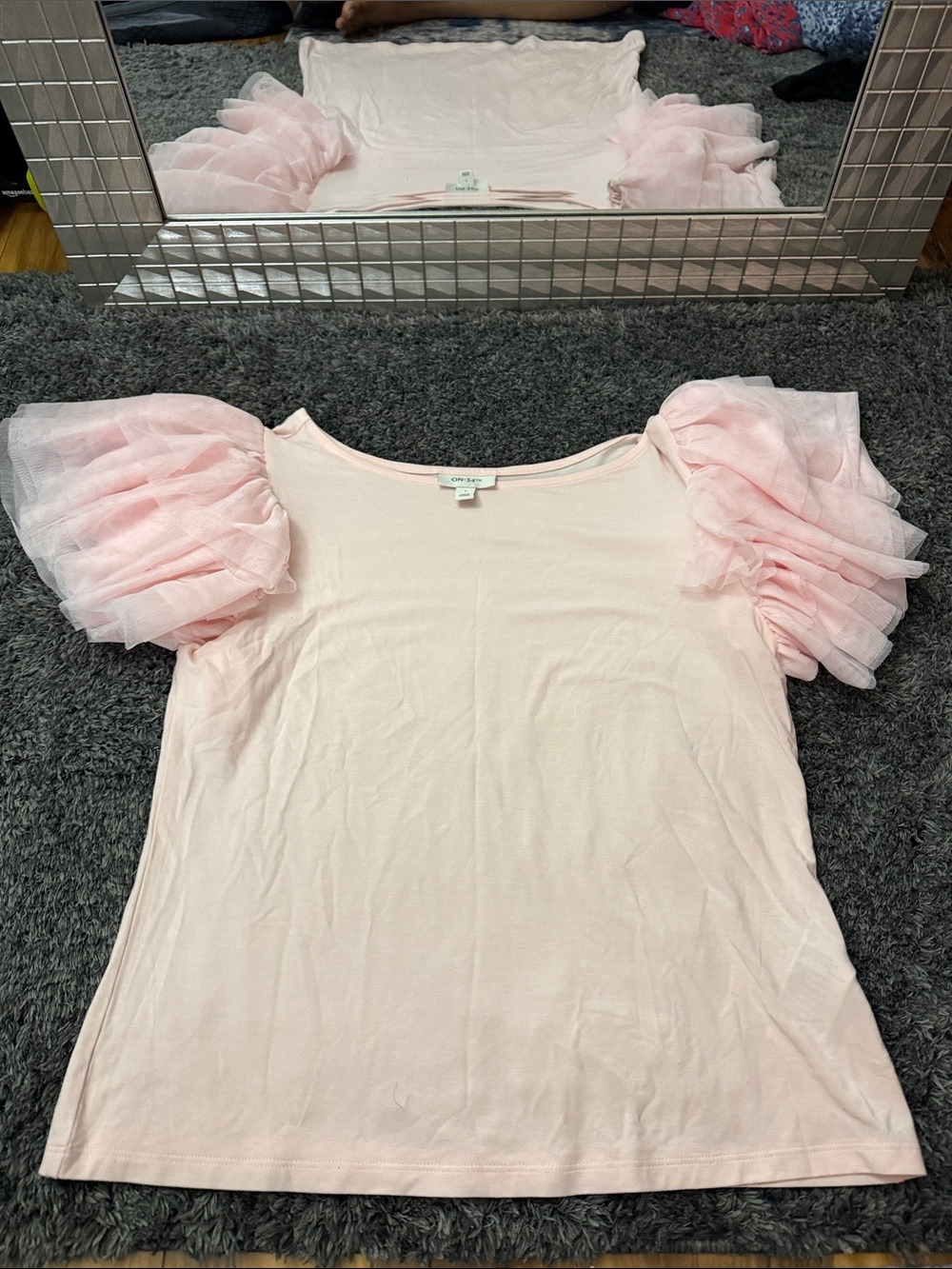 Soft Pink Tulle Sleeve Top - Charming Party Tee